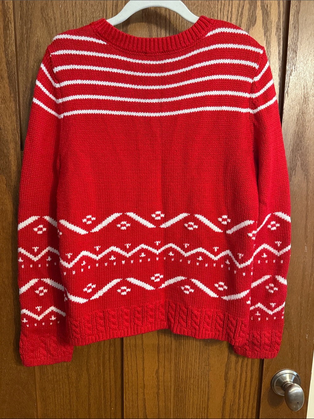 Talbots Red Holiday Dog-Pattern Cardigan Sweater - Picture 9 of 10